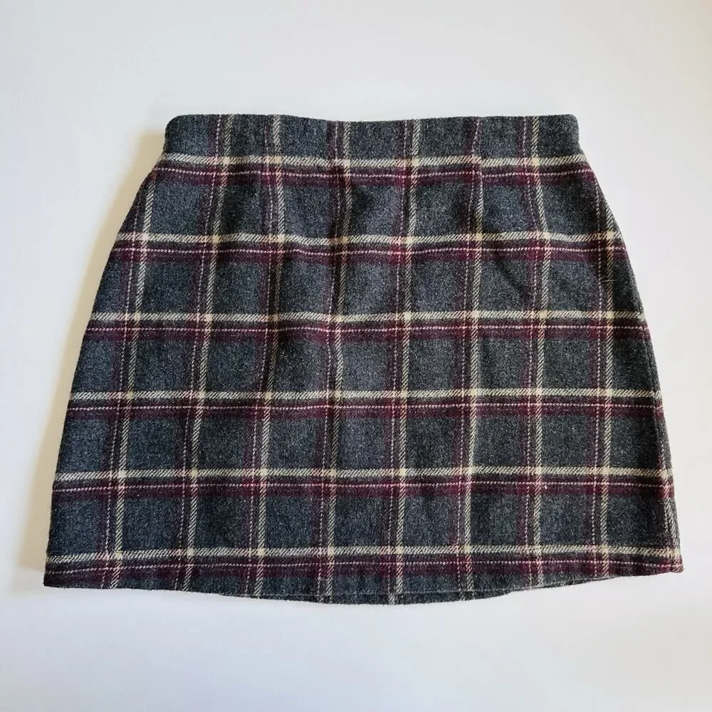 Vintage American Outfitters‎ Wrap Skirt Mini Plaid Gray Y2K Academia School Girl